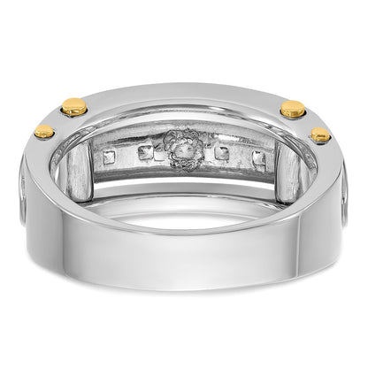 14k Two-tone Two Tone 1 Ct. Lab Grown Diamond VS/SI+ G+ Five Stone Polished and Cut Out Men's Ring