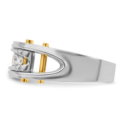 14k Two-tone Two Tone 1/2 Ct. Lab Grown Diamond VS/SI+ G+ Five Stone Polished and Cut Out Men's Ring