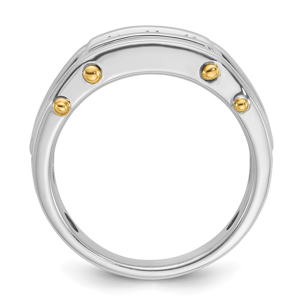 14k Two-tone Two Tone 1/2 Ct. Lab Grown Diamond VS/SI+ G+ Three Stone Polished and Cut Out Men's Ring