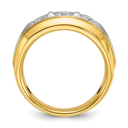 14k Two-tone Two Tone 3/4 Ct. Lab Grown Diamond VS/SI+ G+ Three Stone Men's Ring