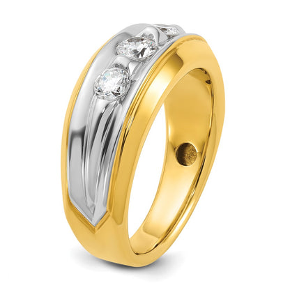 14k Two-tone Two Tone 3/4 Ct. Lab Grown Diamond VS/SI+ G+ Three Stone Men's Ring