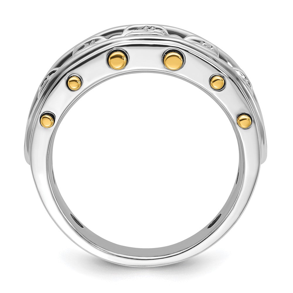 14k Two-tone Two Tone 1 Ct. Lab Grown Diamond VS/SI+ G+ Five Stone Polished and Cut Out Men's Ring