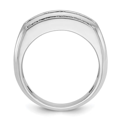 10k White Gold 1 7/8 Ct. Lab Grown Diamond VS/SI+ G+ Polished and Satin Three Row Men's Ring