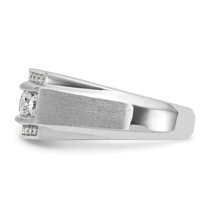 14k White Gold 1 7/8 Ct. Lab Grown Diamond VS/SI+ G+ Complete Polished and Satin Three Row Men's Ring