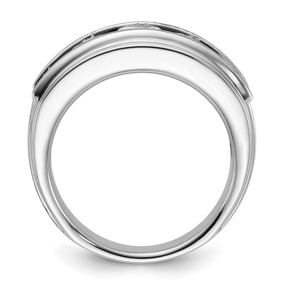 14K White Gold True Origin Ibgoodman 3 1/2 Carat Lab Grown Diamond Vs+ F+ Five Stone Complete Polished Brushed And Grooved Men'S Ring