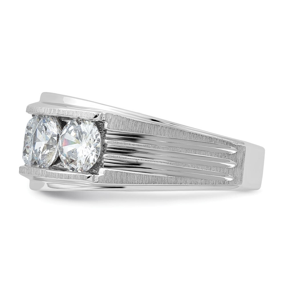 14K White Gold True Origin Ibgoodman 3 1/2 Carat Lab Grown Diamond Vs+ F+ Five Stone Complete Polished Brushed And Grooved Men'S Ring