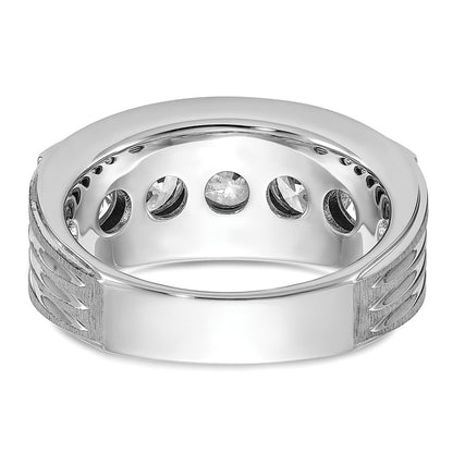 14K White Gold True Origin Ibgoodman 3 1/2 Carat Lab Grown Diamond Vs+ F+ Five Stone Complete Polished Brushed And Grooved Men'S Ring
