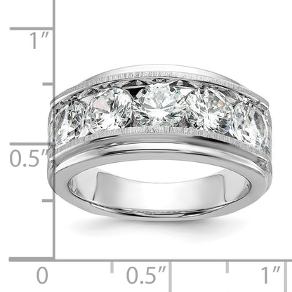 14K White Gold True Origin Ibgoodman 3 1/2 Carat Lab Grown Diamond Vs+ F+ Five Stone Complete Polished Brushed And Grooved Men'S Ring