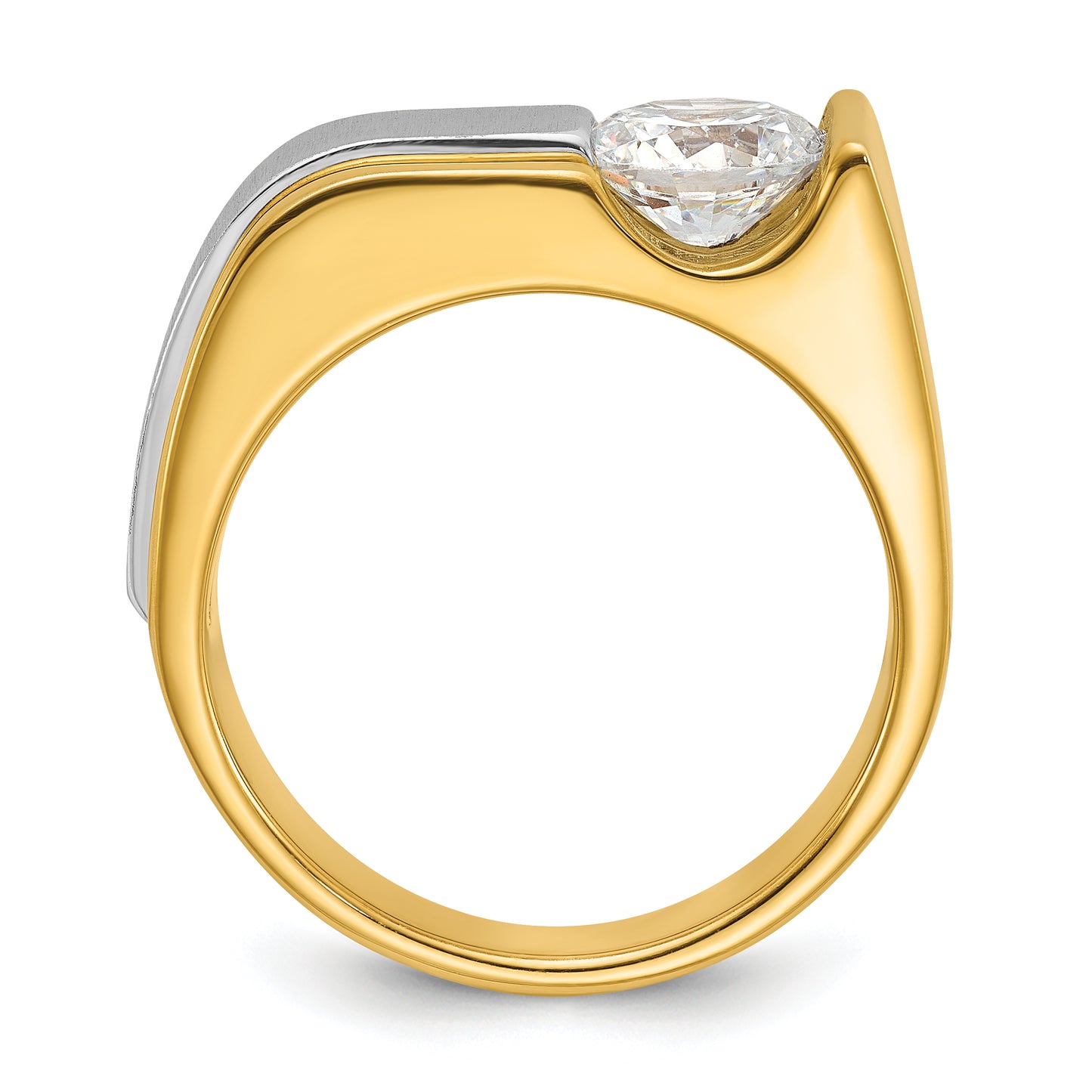 14k Two-tone Two Tone 1 1/4 Ct. Lab Grown Diamond VS/SI+ G+ Polished and Brushed Men's Ring