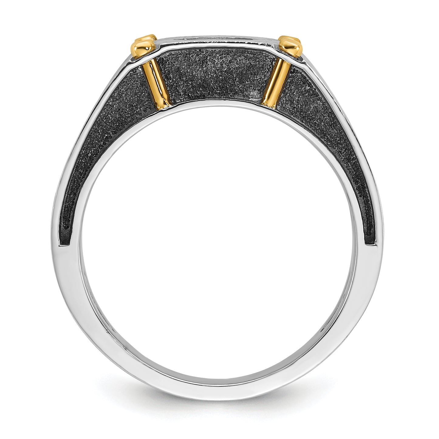 14k Two-tone Two Tone with Black Rhodium 1/2 Ct. Lab Grown Diamond VS/SI+ G+ Polished and Satin Men's Ring