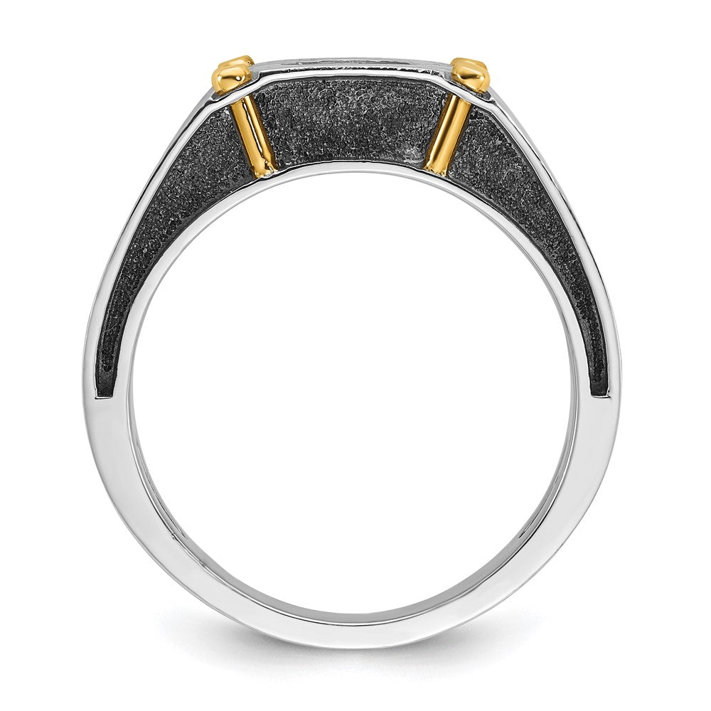 14k Two-tone  Two Tone with Black Rhodium 1/2 Ct. Lab Grown Diamond VS/SI+ G+ Complete Polished and Satin Men's Ring