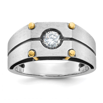 14k Two-tone  Two Tone with Black Rhodium 1/2 Ct. Lab Grown Diamond VS/SI+ G+ Complete Polished and Satin Men's Ring