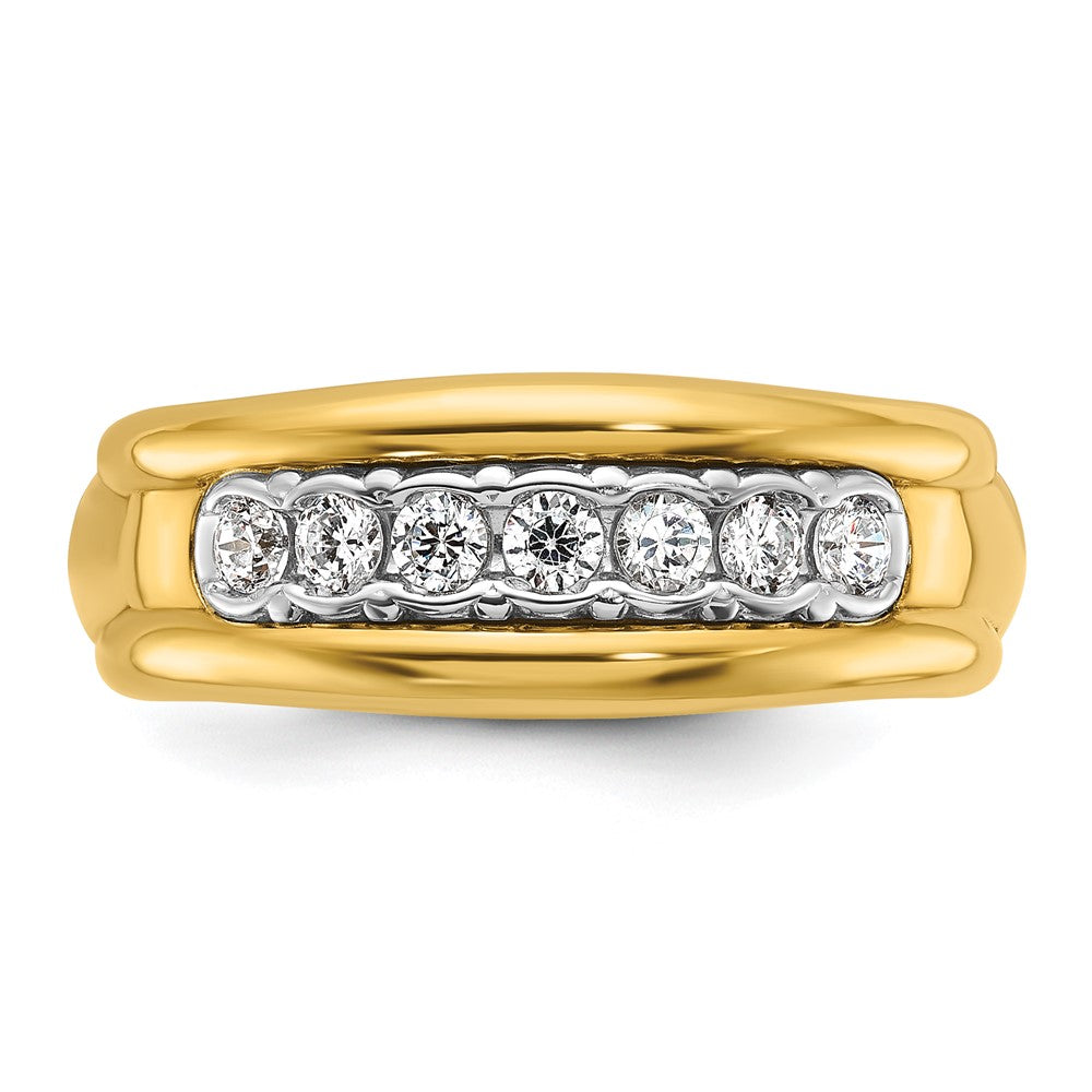 10K Two-Tone Ibgoodman Men'S Polished And Grooved Bezel Set 7-Stone Ring Mounting