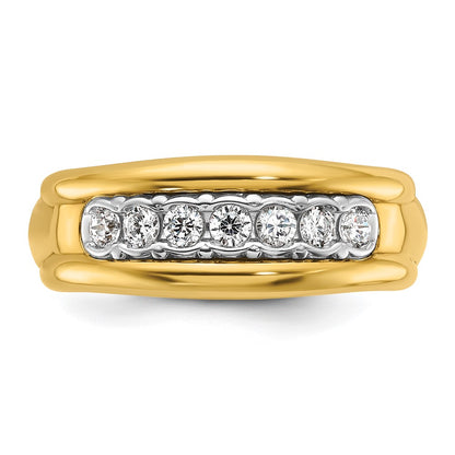 10K Two-Tone Ibgoodman Men'S Polished And Grooved Bezel Set 7-Stone Ring Mounting
