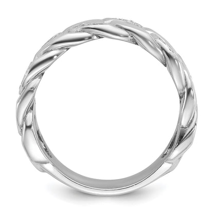 10K White Gold Ibgoodman Men'S Cuban Link Design Diamond Complete Ring