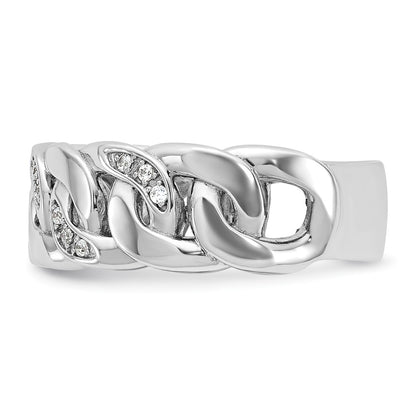 10K White Gold Ibgoodman Men'S Cuban Link Design Diamond Complete Ring