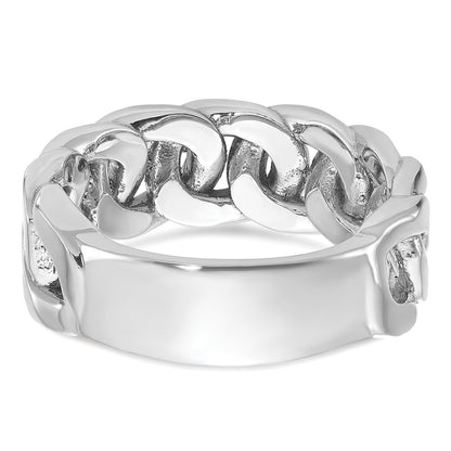10K White Gold Ibgoodman Men'S Cuban Link Design Diamond Complete Ring