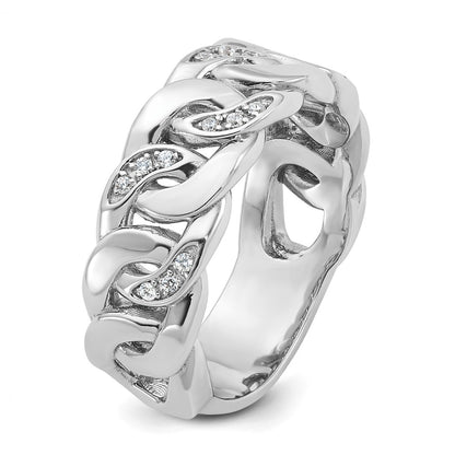 10K White Gold Ibgoodman Men'S Cuban Link Design Diamond Complete Ring