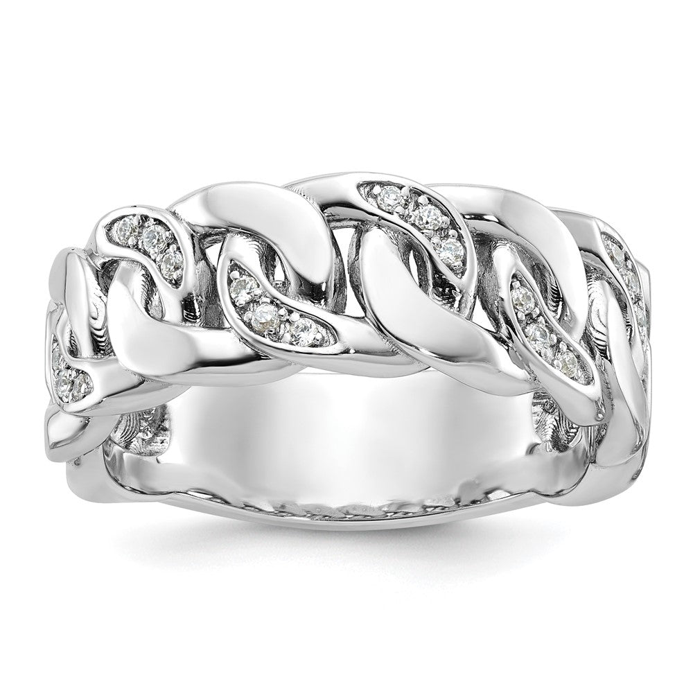 10K White Gold Ibgoodman Men'S Cuban Link Design Diamond Complete Ring