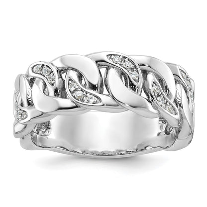 10K White Gold Ibgoodman Men'S Cuban Link Design Diamond Complete Ring