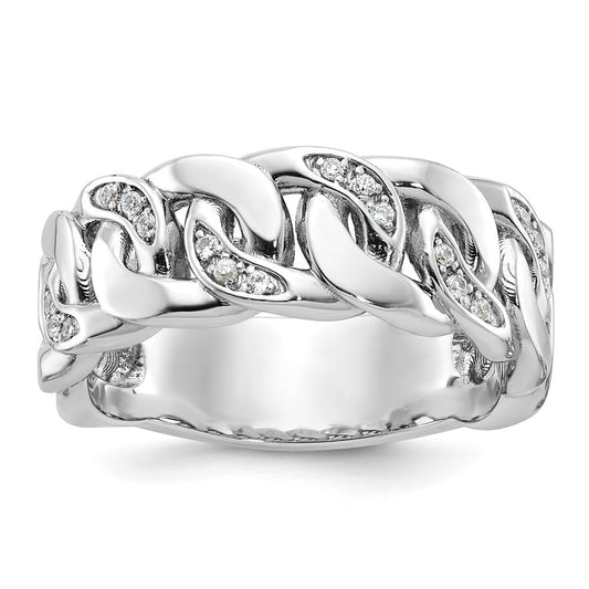 10K White Gold Ibgoodman Men'S Cuban Link Design Diamond Complete Ring