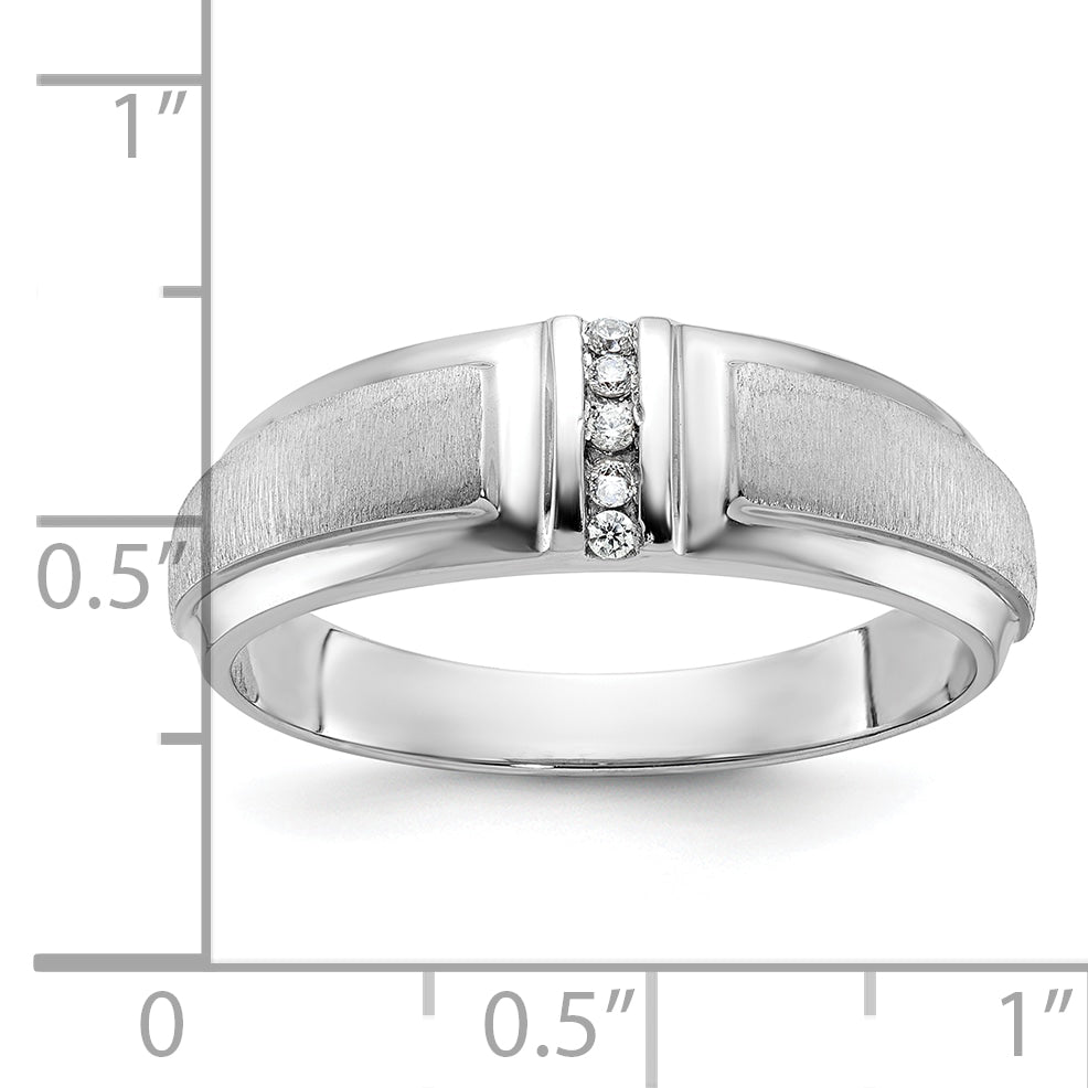 10K White Gold Ibgoodman Men'S Polished And Satin 3-Stone 1/20 Carat A Quality Diamond Ring
