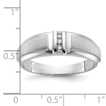 10K White Gold Ibgoodman Men'S Polished And Satin 3-Stone 1/20 Carat A Quality Diamond Ring