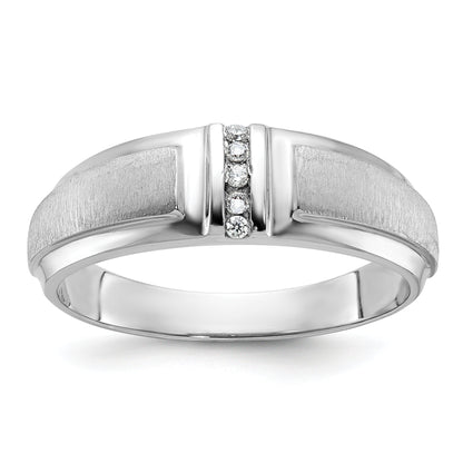 10K White Gold Ibgoodman Men'S Polished And Satin 3-Stone 1/20 Carat A Quality Diamond Ring