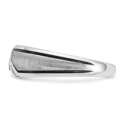 14k White Gold with Black Rhodium 1/15 Ct. Lab Grown Diamond VS/SI+ G+ Complete Polished and Satin Men's Ring