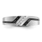 14k White Gold 1/8 Ct. Lab Grown Diamond VS/SI+ G+ and 1/8 Ct. Black Mined Diamonds Polished Satin and Grooved Men's Ring