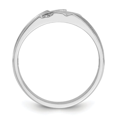 10K White Gold Ibgoodman Men'S Polished Satin And Grooved 5-Stone Ring Mounting