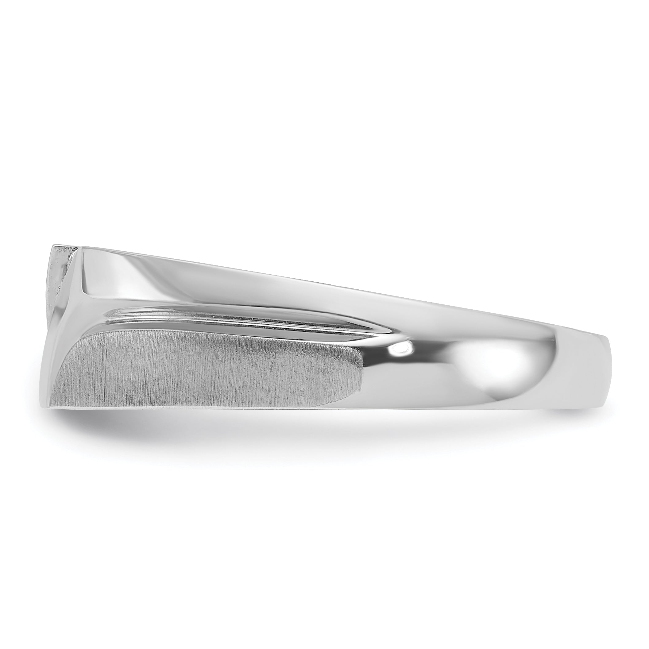 10K White Gold Ibgoodman Men'S Polished Satin And Grooved 5-Stone 1/20 Carat A Quality Diamond Ring