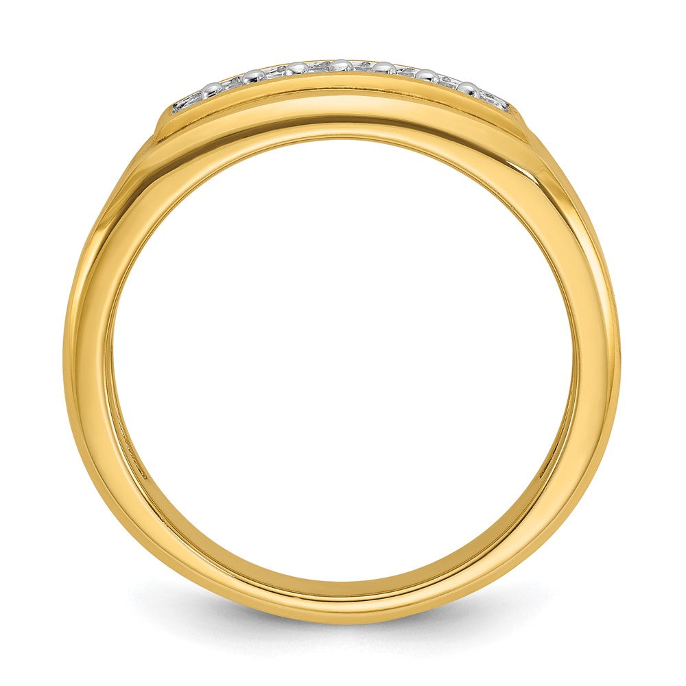 10K Yellow Gold Ibgoodman Men'S Polished 2-Row 1/3 Carat A Quality Diamond Ring