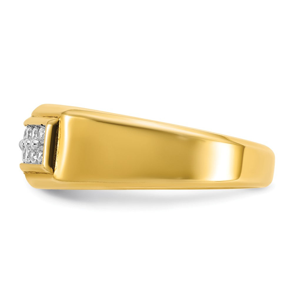 10K Yellow Gold Ibgoodman Men'S Polished 2-Row 1/3 Carat A Quality Diamond Ring
