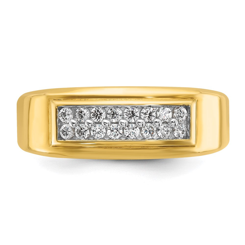 10K Yellow Gold Ibgoodman Men'S Polished 2-Row 1/3 Carat A Quality Diamond Ring