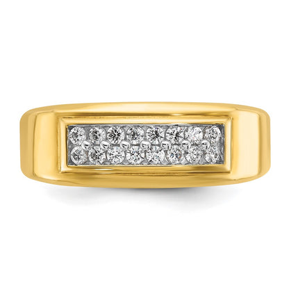 10K Yellow Gold Ibgoodman Men'S Polished 2-Row 1/3 Carat A Quality Diamond Ring