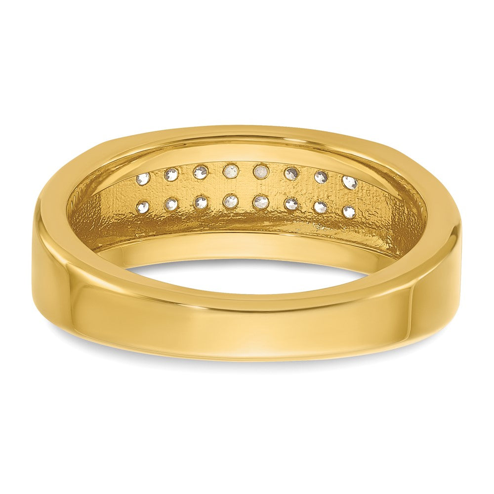 10K Yellow Gold Ibgoodman Men'S Polished 2-Row 1/3 Carat A Quality Diamond Ring