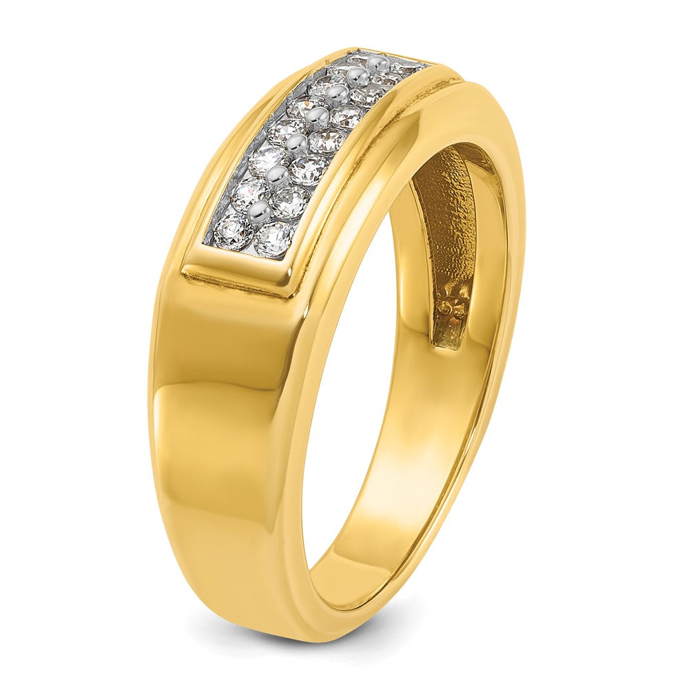 10K Yellow Gold Ibgoodman Men'S Polished 2-Row 1/3 Carat A Quality Diamond Ring