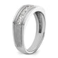 14k White Gold 1/2 Ct. Lab Grown Diamond VS/SI+ G+ Nine Stone Polished Brushed and Grooved Men's Ring