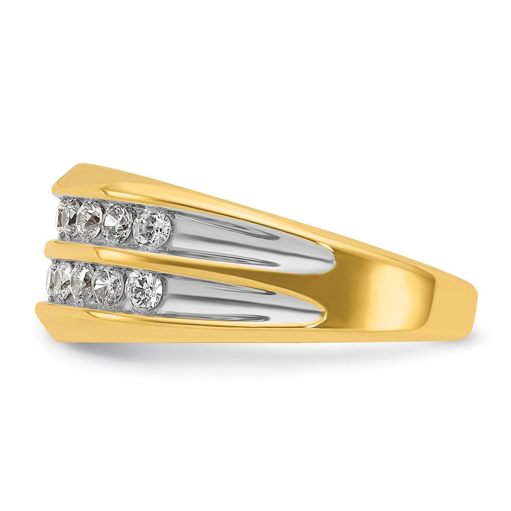 14k Yellow Gold with White Rhodium 3/4 Ct. Lab Grown Diamond VS/SI+ G+ Two Row Men's Ring