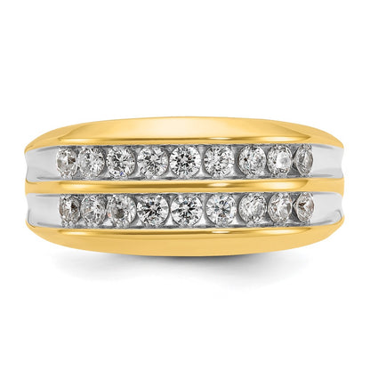 14k Yellow Gold with White Rhodium 3/4 Ct. Lab Grown Diamond VS/SI+ G+ Two Row Men's Ring