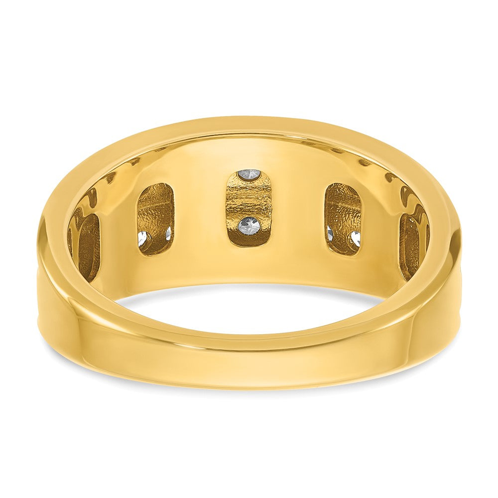 14k Yellow Gold with White Rhodium 3/4 Ct. Lab Grown Diamond VS/SI+ G+ Two Row Men's Ring