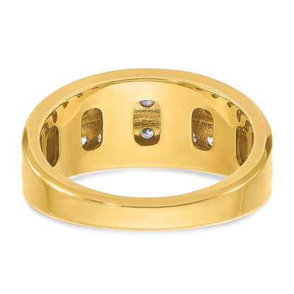 14k Yellow Gold with White Rhodium 3/4 Ct. Lab Grown Diamond VS/SI+ G+ Two Row Men's Ring