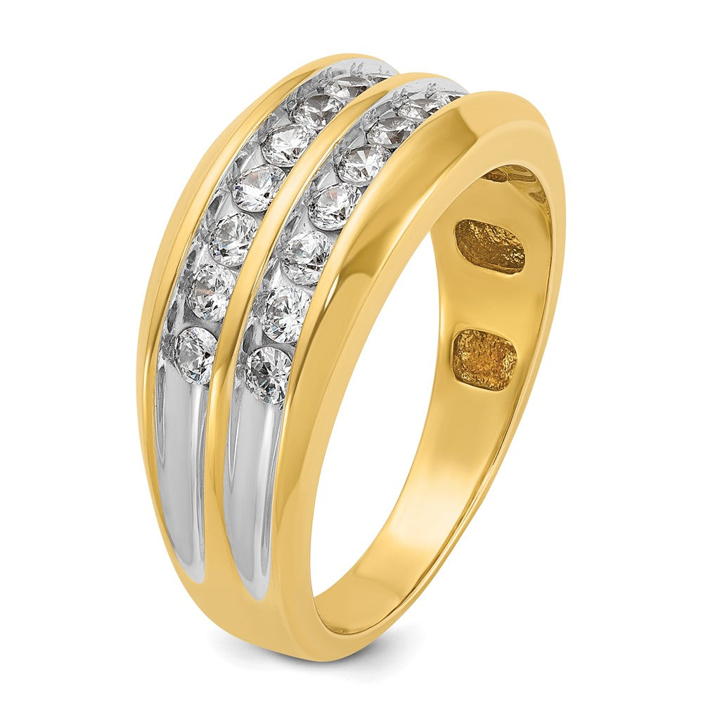 14k Yellow Gold with White Rhodium 3/4 Ct. Lab Grown Diamond VS/SI+ G+ Two Row Men's Ring