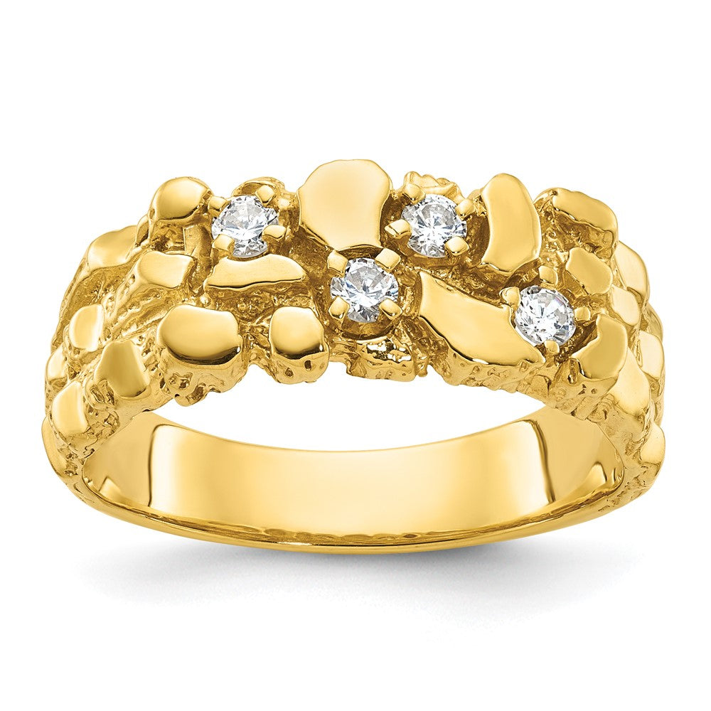 10K Yellow Gold Ibgoodman Men'S Polished Nugget Textured Ring Mounting