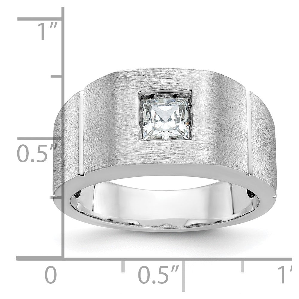 14k White Gold 5/8 Ct. Lab Grown Diamond VS/SI+ G+ Polished and Satin Men's Ring