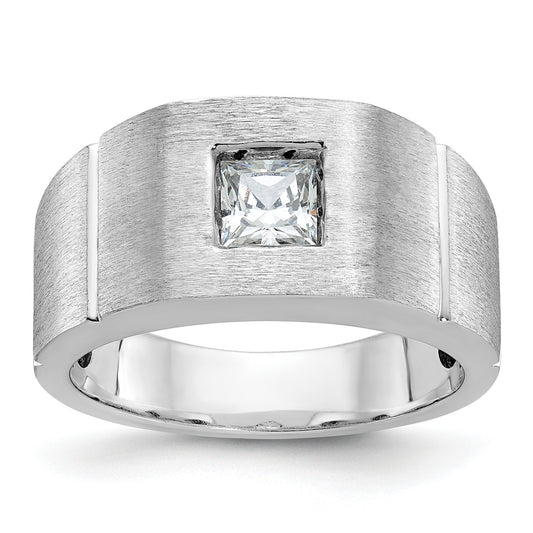 14k White Gold 5/8 Ct. Lab Grown Diamond VS/SI+ G+ Polished and Satin Men's Ring