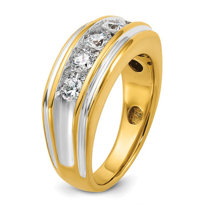 14k Yellow & Rhodium  with White 1 Ct. Lab Grown Diamond VS/SI+ G+ Complete Polished Men's Ring