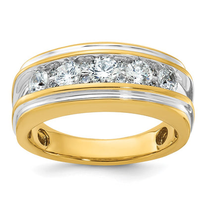 14k Yellow & Rhodium  with White 1 Ct. Lab Grown Diamond VS/SI+ G+ Complete Polished Men's Ring