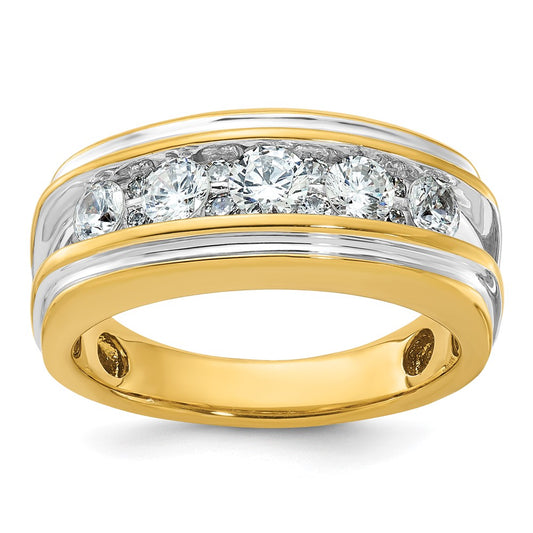 14k Yellow & Rhodium  with White 1 Ct. Lab Grown Diamond VS/SI+ G+ Complete Polished Men's Ring